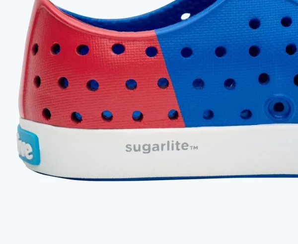 Native Shoes Shoes^Jefferson Sugarlite Block Child Uv Blue/ Shell White/ Hyper Freesia Celery Block