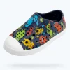 Native Shoes Shoes^Jefferson Sugarlite Print Child Regatta Blue/ Shell White/ Resting Laflame Critters