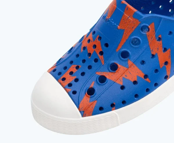 Native Shoes Shoes^Jefferson Sugarlite Print Child Uv Blue/ Shell White/ Laflame Lightning