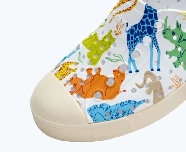Native Shoes Shoes^Jefferson Sugarlite Print Child Shell White/ Bone White/ Candy Safari Friends