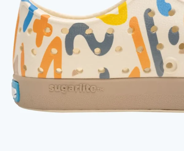 Native Shoes Shoes^Jefferson Sugarlite Print Child Bone White/ Flax Tan/ Apricot Resting Squiggle