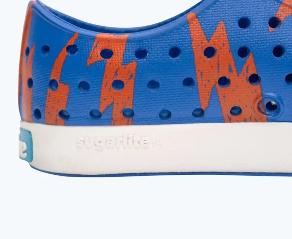 Native Shoes Shoes^Jefferson Sugarlite Print Child Uv Blue/ Shell White/ Laflame Lightning