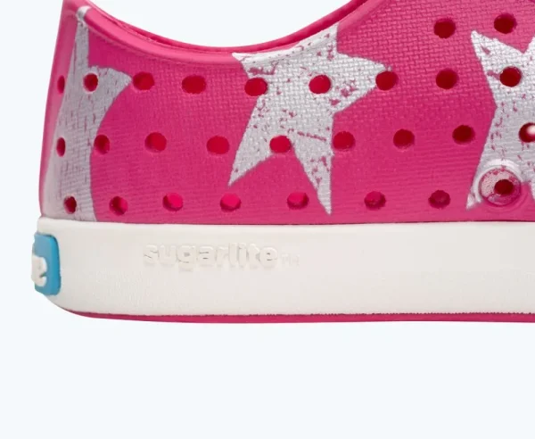 Native Shoes Shoes^Jefferson Sugarlite Print Child Radberry Pink/ Shell White/ Silver Stars