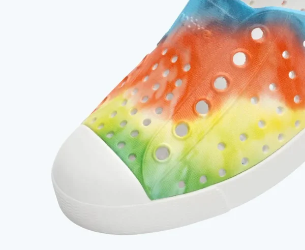 Native Shoes Shoes^Jefferson Sugarlite Print Child Shell White/ Shell White/ Rainbow Tie Dye