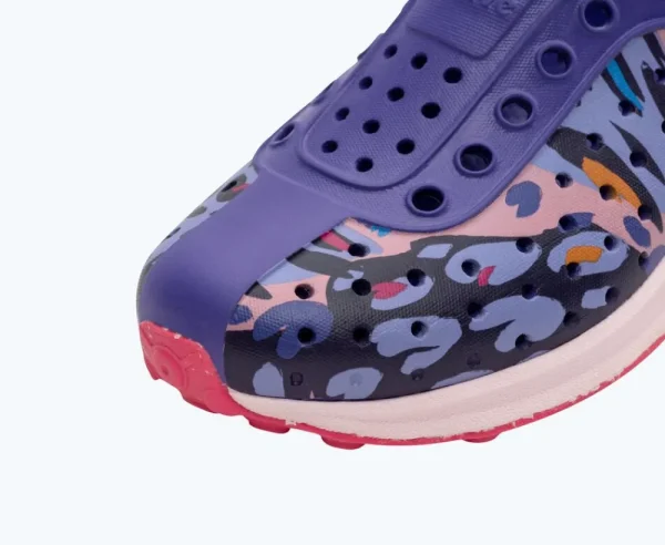 Native Shoes Shoes^Robbie Sugarlite Print Child Ultra Violet/ Milk Pink/ Healing Digital Cheetah/ Dazzle Speckle Rubber